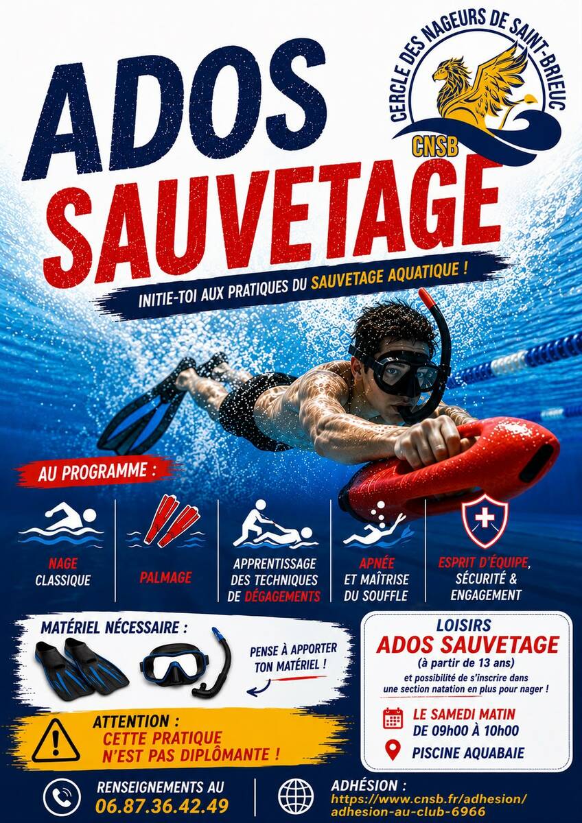 🏊‍♂️ NOUVEAUTÉ AU CNSB : Section Ados Sauvetage ! 🚨
