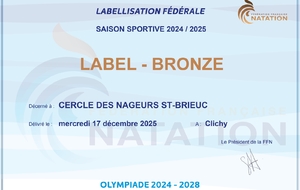 Obtention du label BRONZE de la Fédération Française de Natation